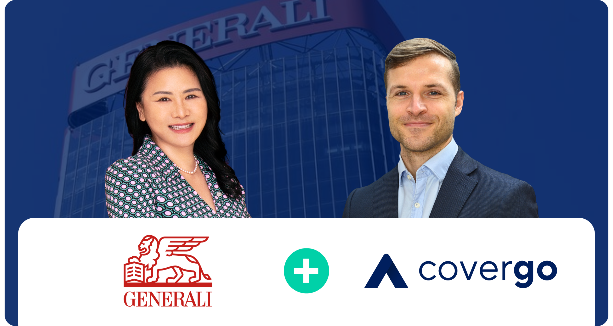 Cecilia Chang, CEO of Generali Hong Kong, Tomas Holub, CEO & Founder of CoverGo announce AI claims automation