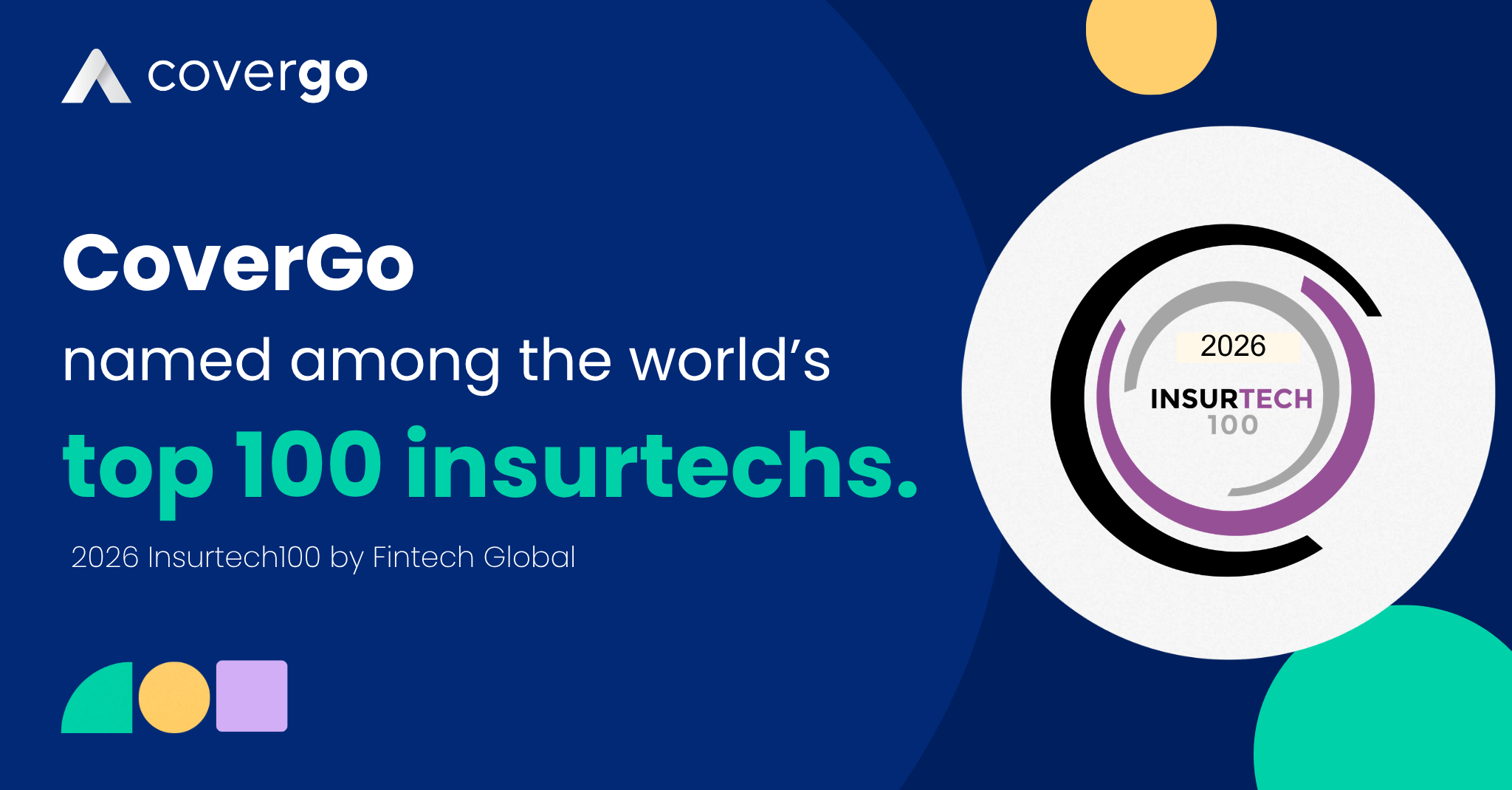CoverGo named among the world's top 100 insurtechs in the InsurTech100 2026 list by FinTech Global